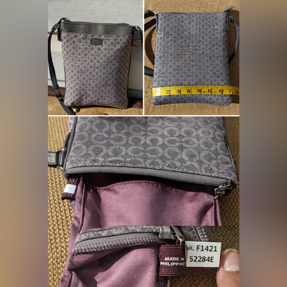 Coach Madison Op Art Swingpack Crossbody Gray Signature 52284E